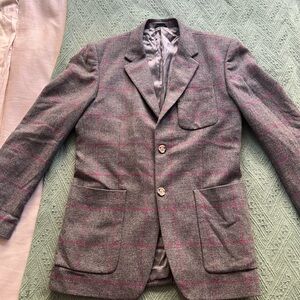 Byblos Gray and Pink Plaid Men's Blazer